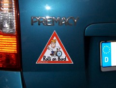 Autoaufkleber Rolli an Bord