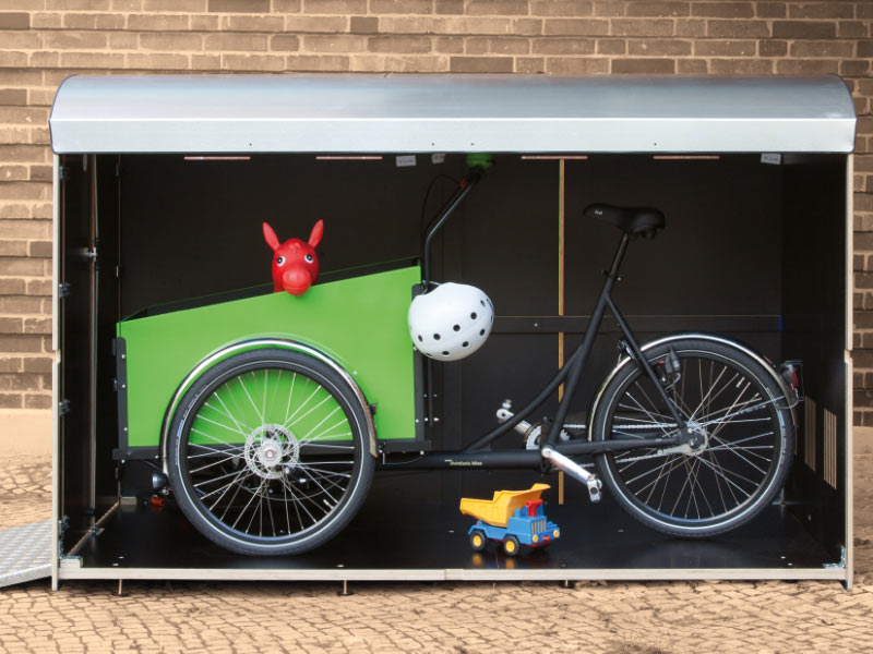 Fahrradbox mit Lastenrad