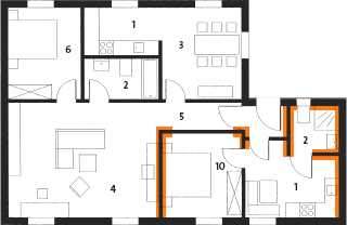 Wohnungsgrundriss mit Einliegerwohnung Wohnungsgrundriss mit Einliegerwohnung