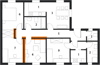 Wohnungsgrundriss mit Einliegerwohnung, Kinderzimmer Wohnungsgrundriss mit Einliegerwohnung, Kinderzimmer