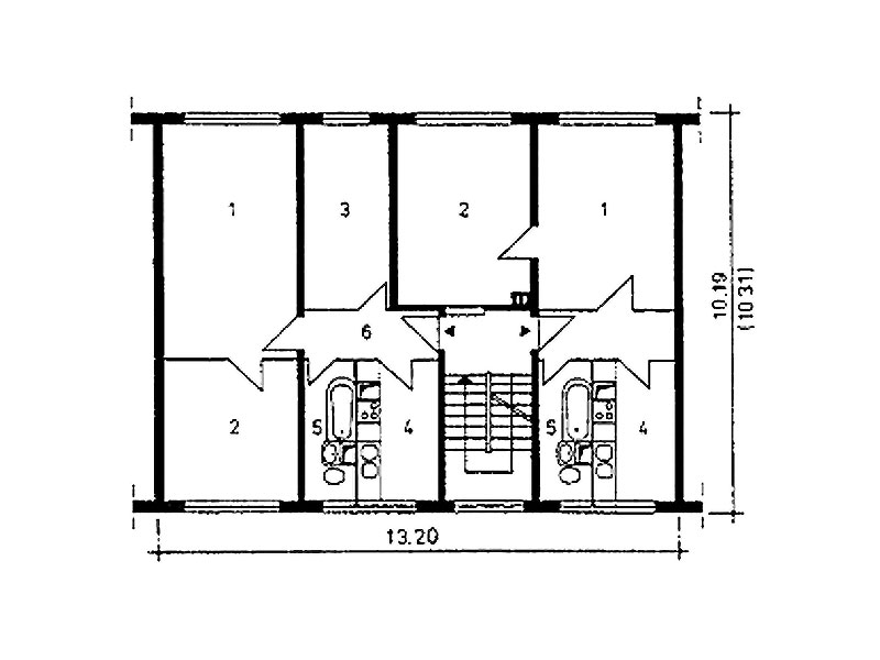 Grundriss Plattenbau - Anordnung der Außenbäder