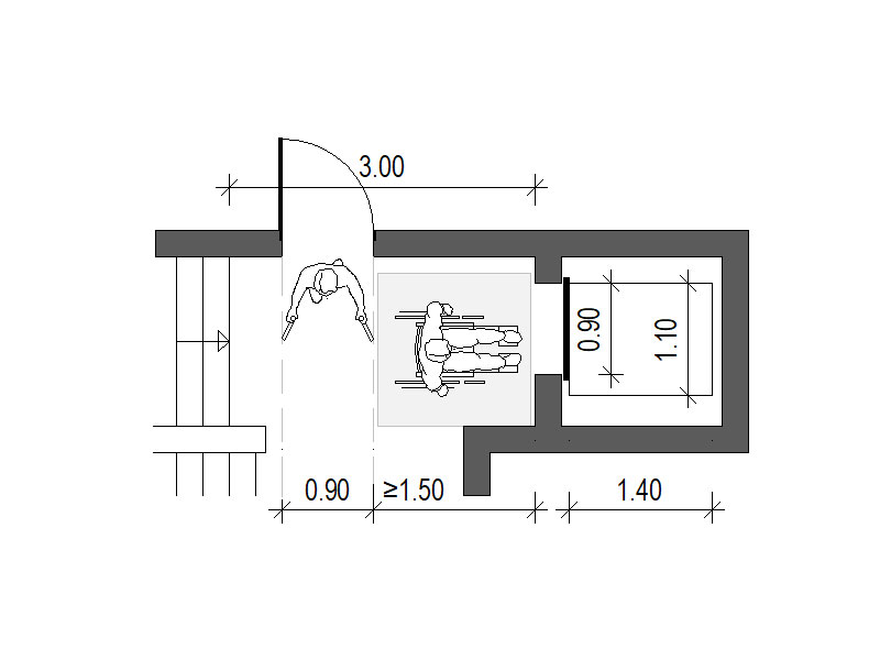 Skizze Bewegungsfl&auml;chen am Aufzug
