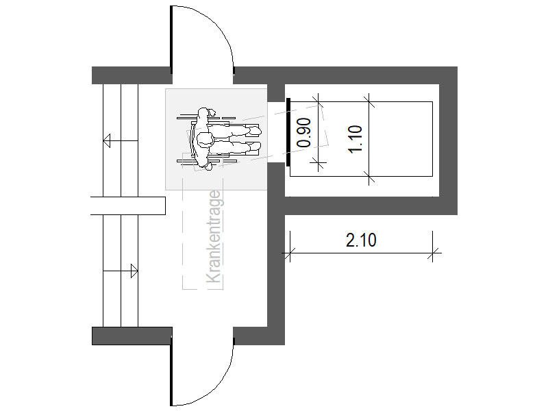 Skizze Bewegungsfl&auml;chen am Aufzug