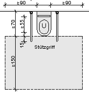Skizze Rollifahrer-Bewegungsfläche am WC