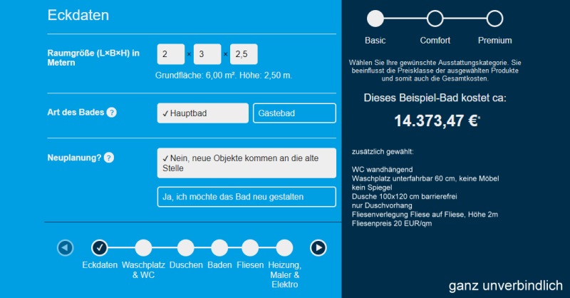 Der Preis für eine Badrenovierung von 6qm