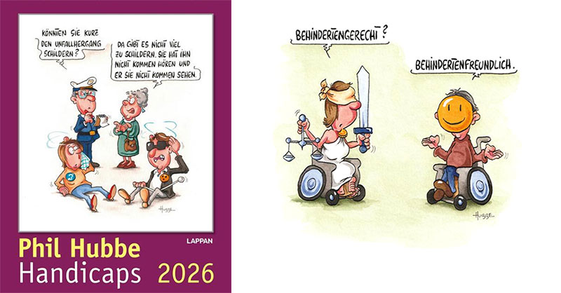 Titelbild des Kalenders Handicaps 2026 mit Cartoon