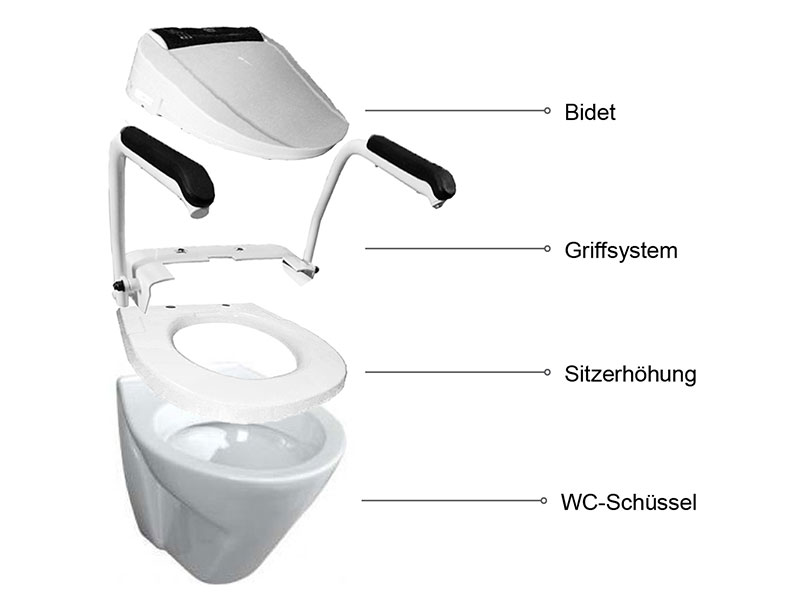 WC mit Griffsystem für Bidet, Modellaufbau