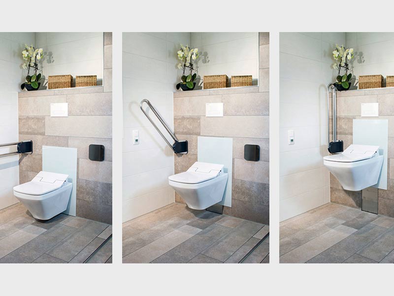 3 Bilder - höhenverstellbares WC in 3 unterschiedlichen Höhen