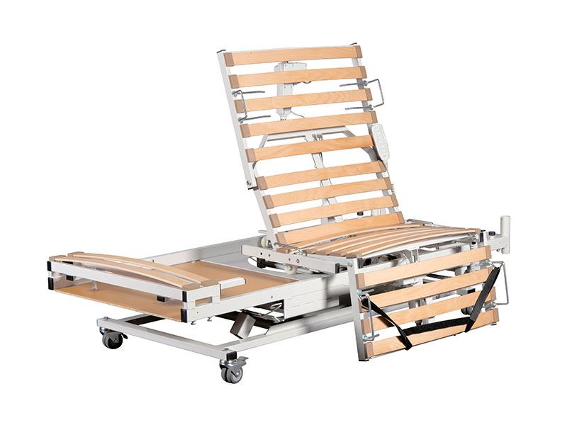 rollbares Bett mit Lattenrost in Sitzposition