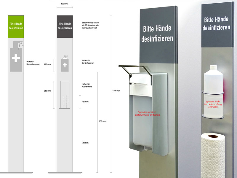 Aufsteller mit Halterung für Desinfektionsspender