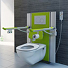 WC-Lifter höhenverstellbar mit Stützklappgriffen und WC-Keramik barrierefreies Bad mit elektrischem WC-Lifter höhenverstellbar mit Stützklappgriffen sowie WC-Keramik