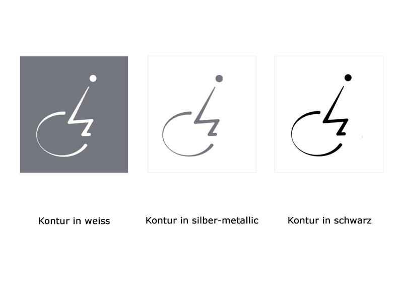 Nullbarriere-Logo als Aufkleber - Silhouette in weiss, silber-metallic und schwarz