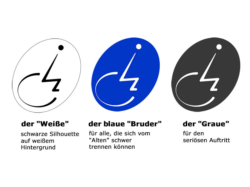 Nullbarriere-Logo als Aufkleber in wei&szlig;, blau und grau