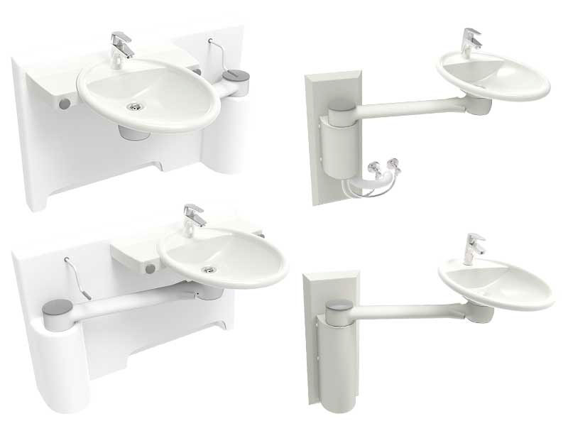 schwenkbares Waschbecken f&uuml;r rechts- und Linksh&auml;nder