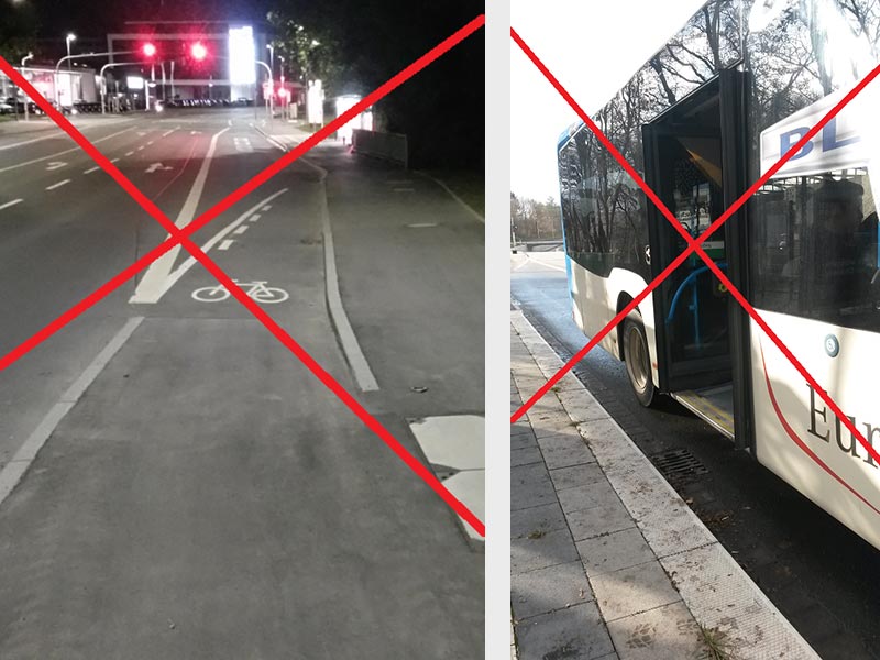 Bushaltestelle und Busbord falsch gebaut