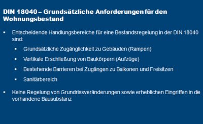 DIN 18040 - Grundsätzliche Anforderungen für den Wohnungsbestand